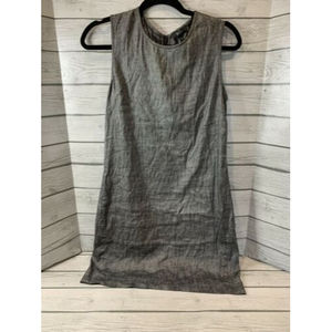 Theory Narlica Sleeveless Linen Blend Chambray Mini Shift Dress Black Size 2